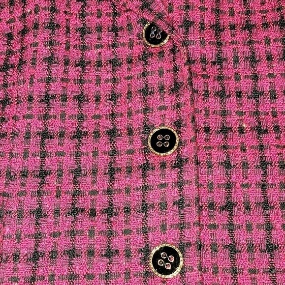 N Touch size 12 button down blazer jacket pink & black, acrylic, polyester - Picture 2 of 8